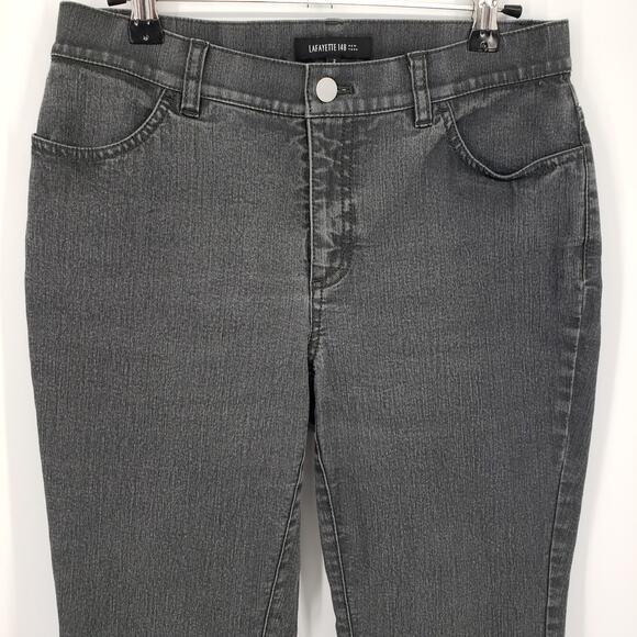 3/$25 Lafayette 148 Slim Straight Jeans 2 Mid Rise Ankle Length Stretchy Gray - Picture 5 of 10